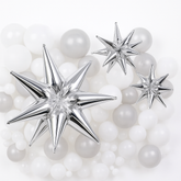 Silver Metallic Starburst Foil Balloons